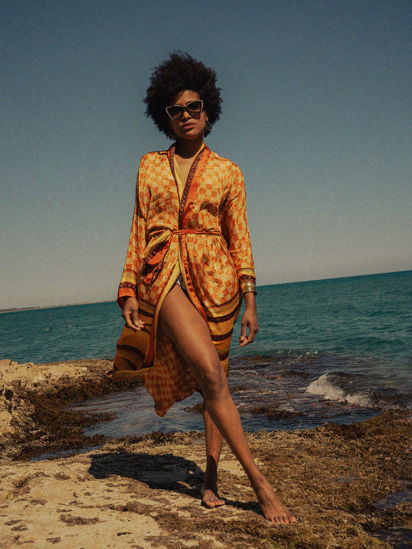 Kimono Manica Larga arancione - Surat