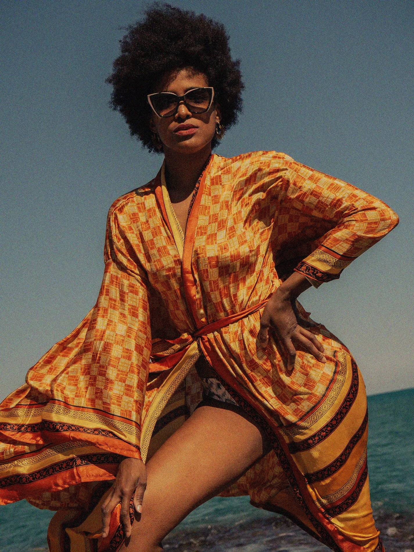 Kimono Manica Larga arancione - Surat