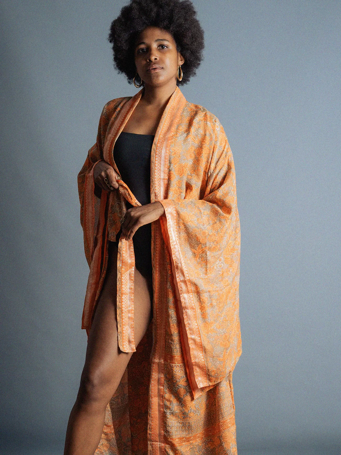 Kimono Manica Larga arancione - Surat