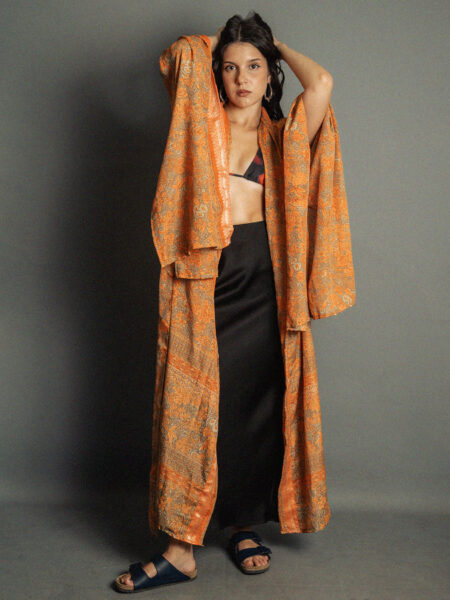 Kimono Manica Larga arancione - Surat