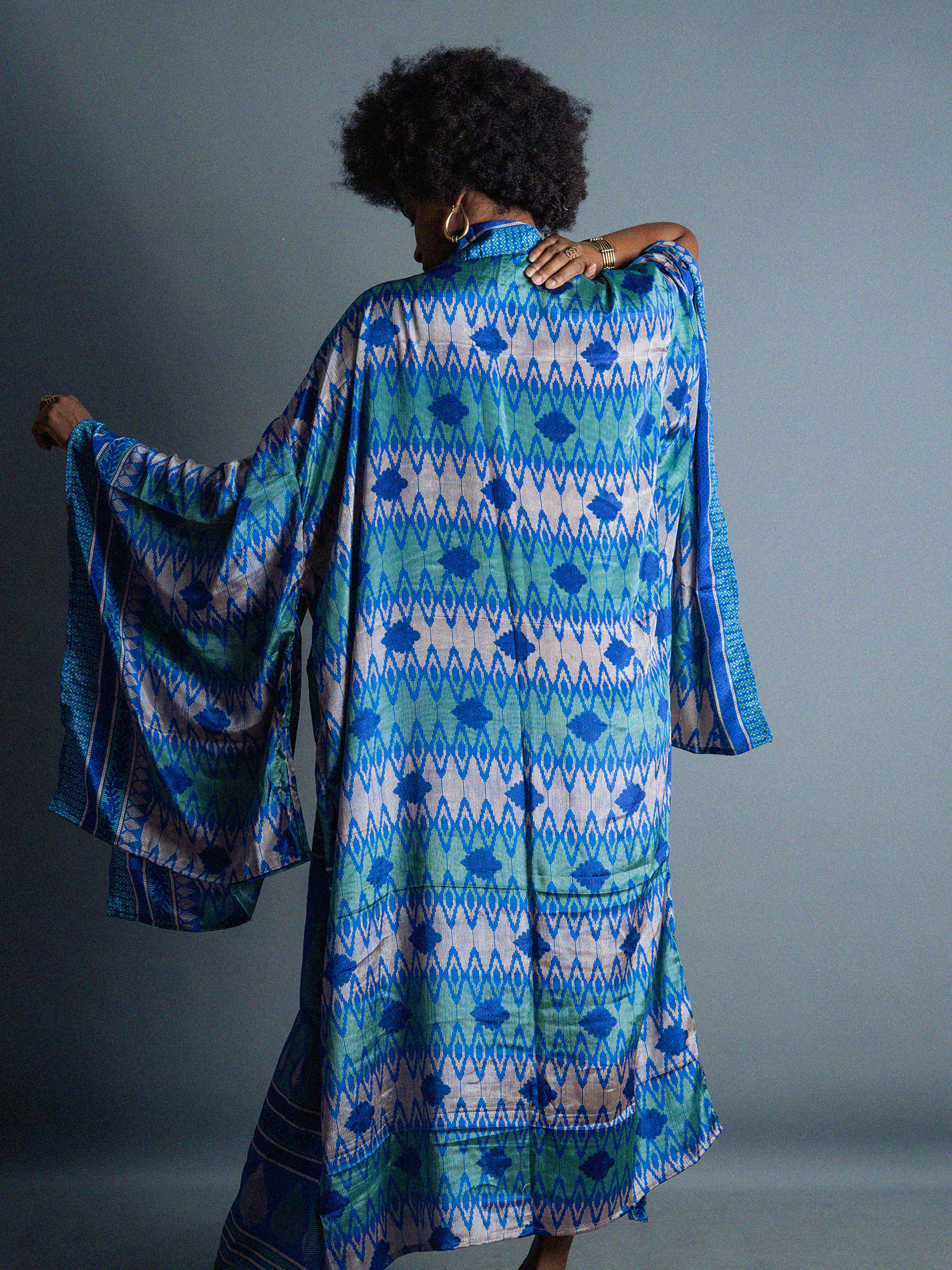Kimono Manica Larga blu - Surat
