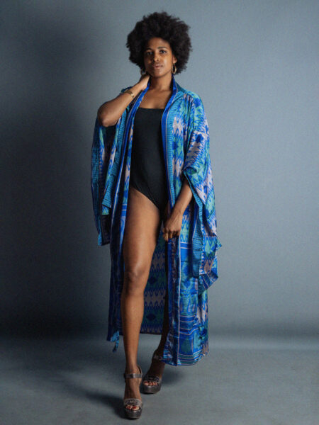 Kimono Manica Larga blu - Surat