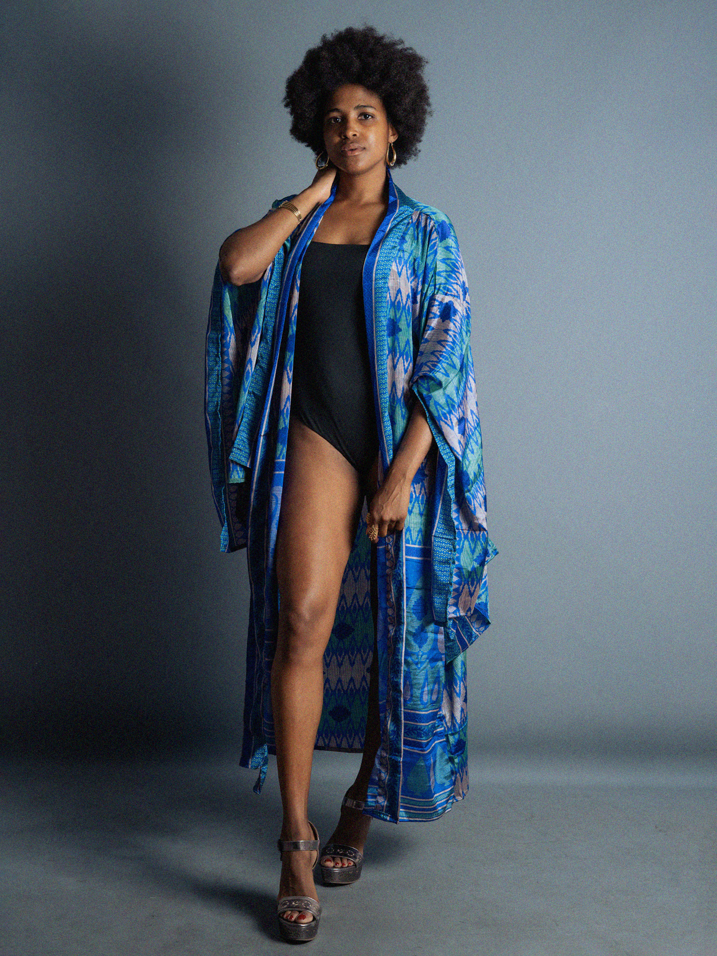 Kimono Manica Larga blu - Surat