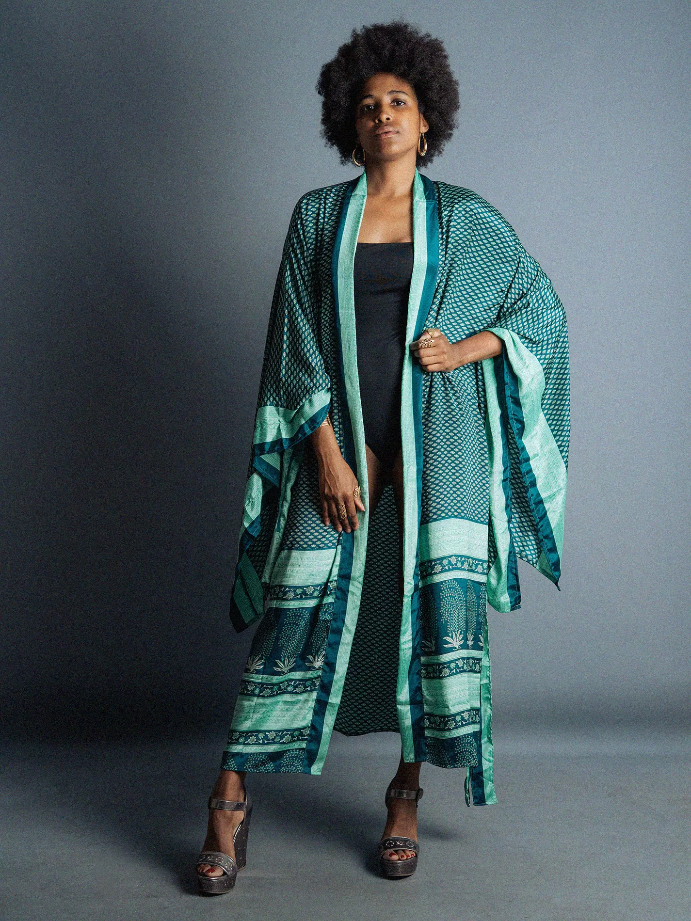 Kimono Manica Larga verde - Surat