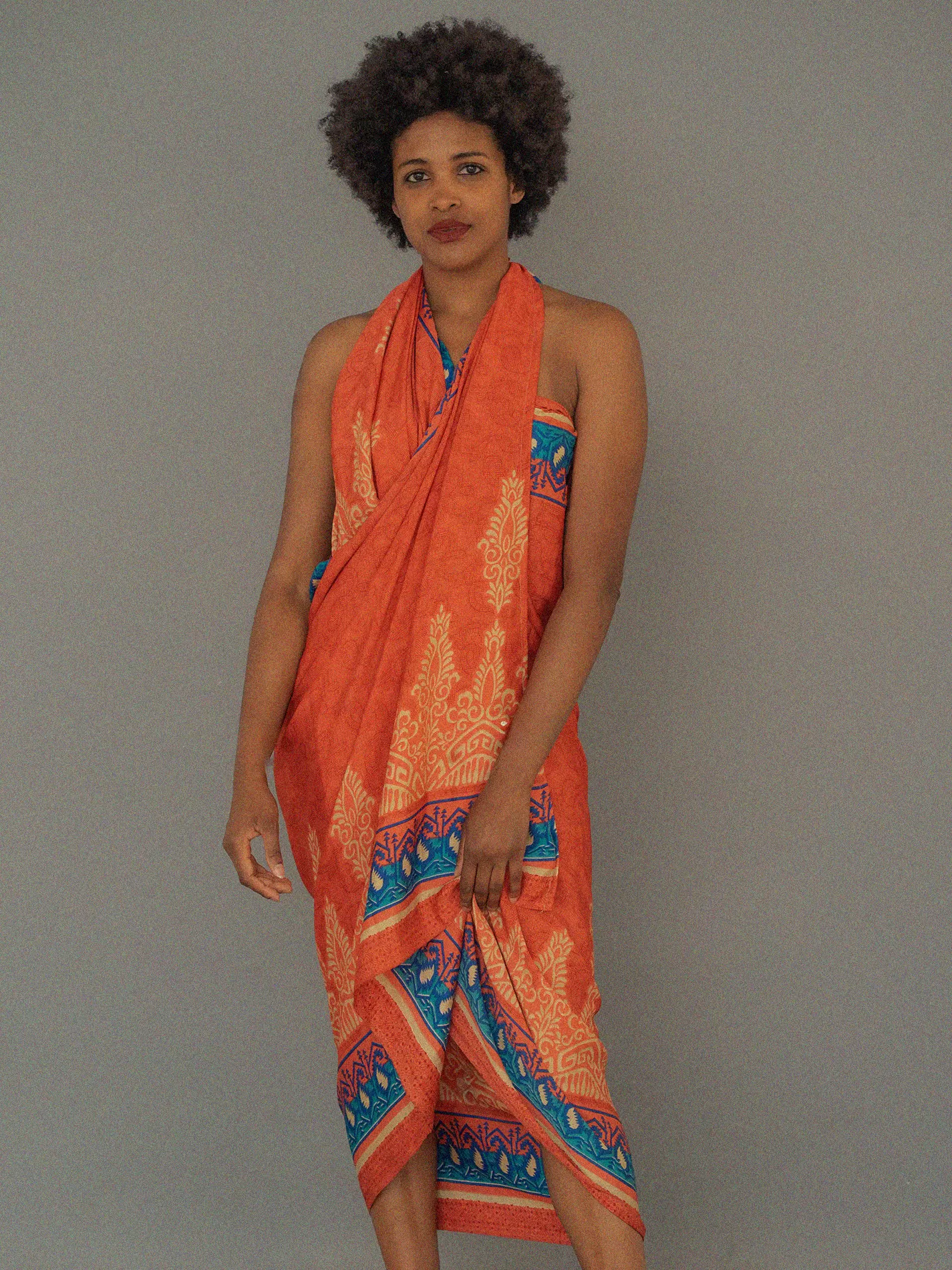 Pareo corallo - Sari Vintage