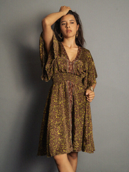 Abitino con maniche corte marrone - Haryana