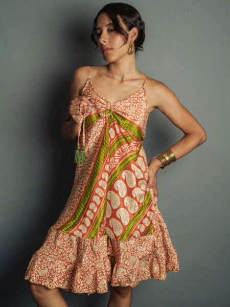 Abitino con spalline arancione e bianco - Patna