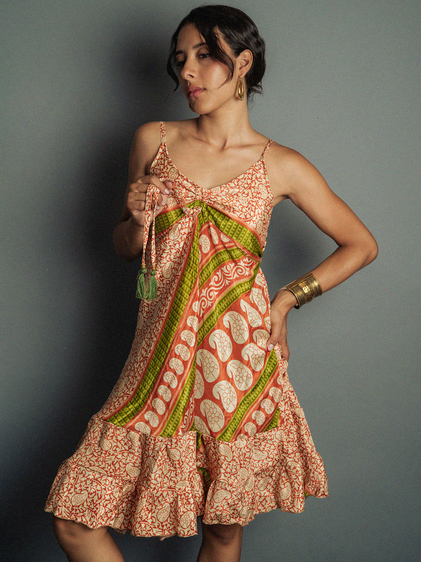 Abitino con spalline arancione e bianco - Patna