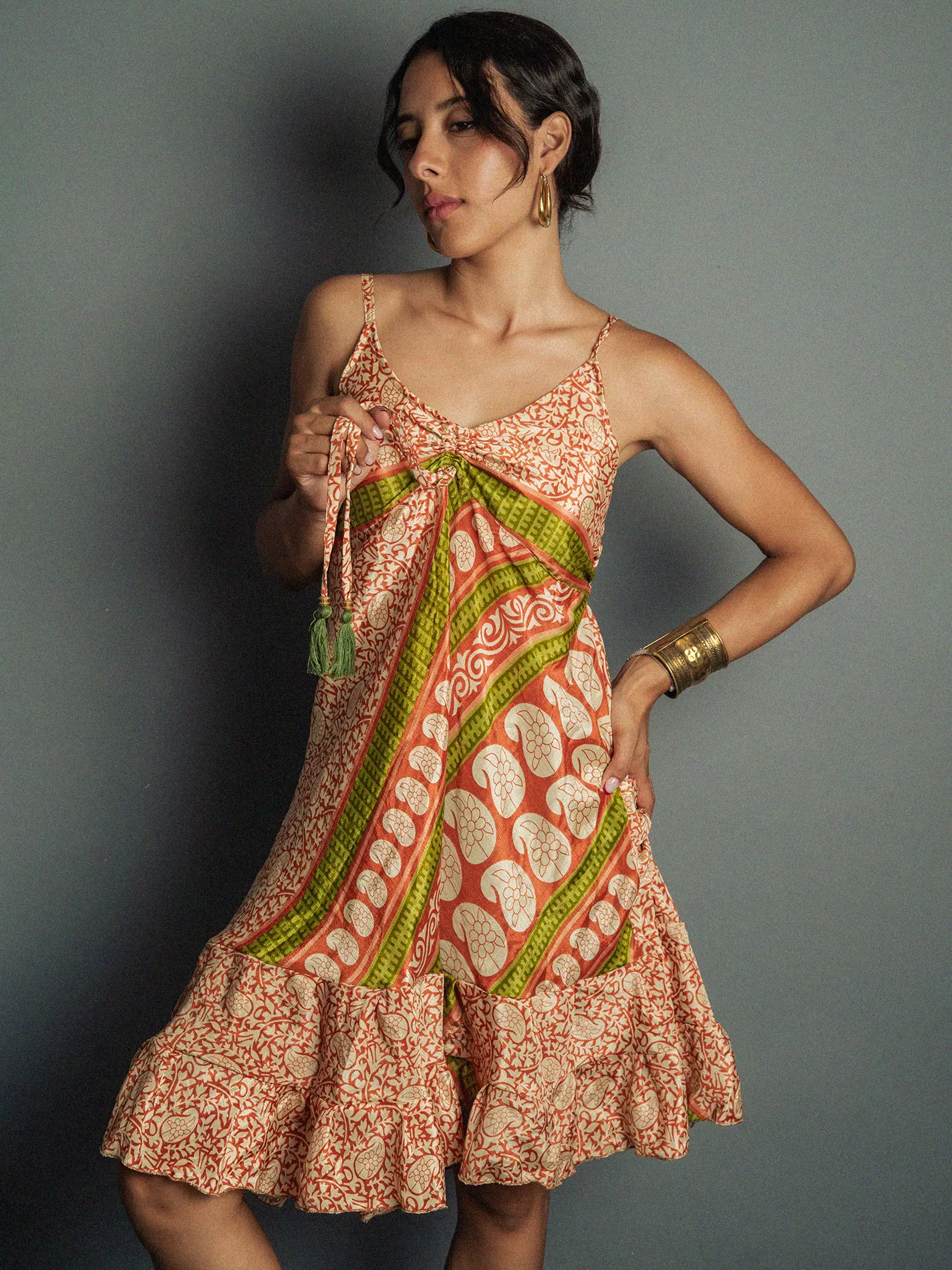 Abitino con spalline arancione e bianco - Patna