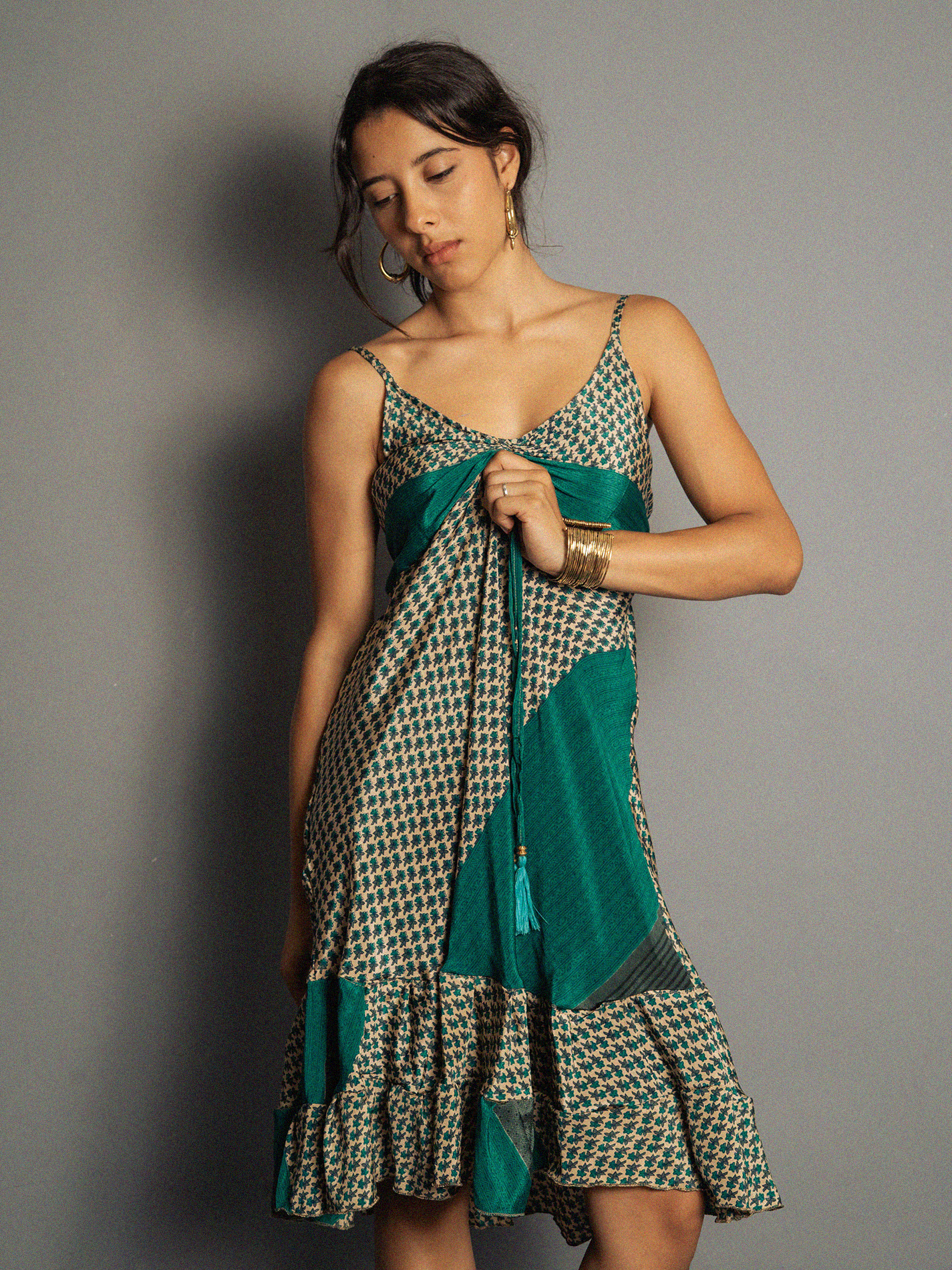 Abitino con spalline bianco e verde - Patna