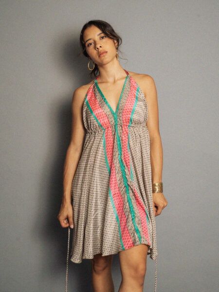 Abito corto linee rosa e verdi - Mandala