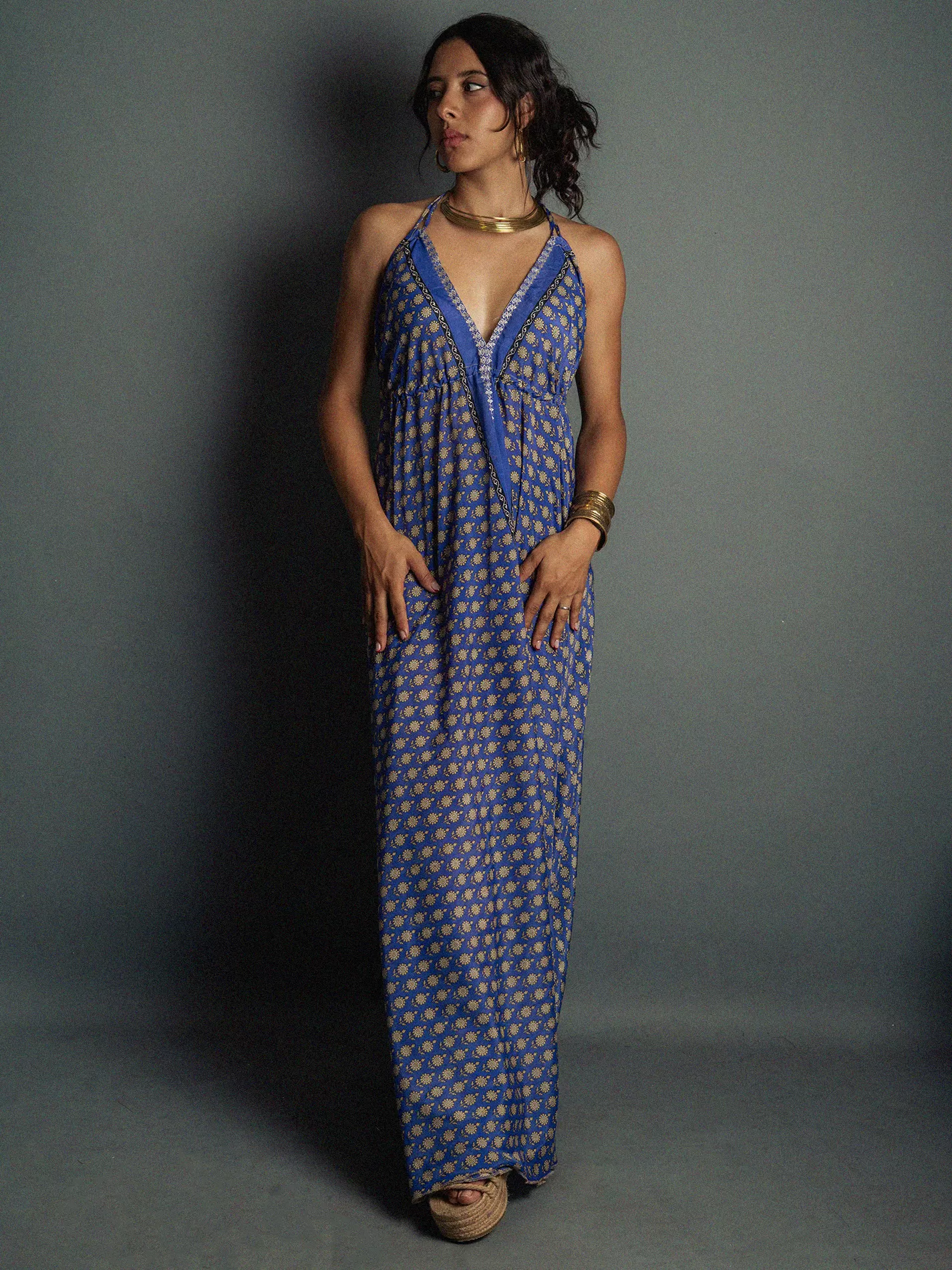 Abito etnico lungo blu – Delhi