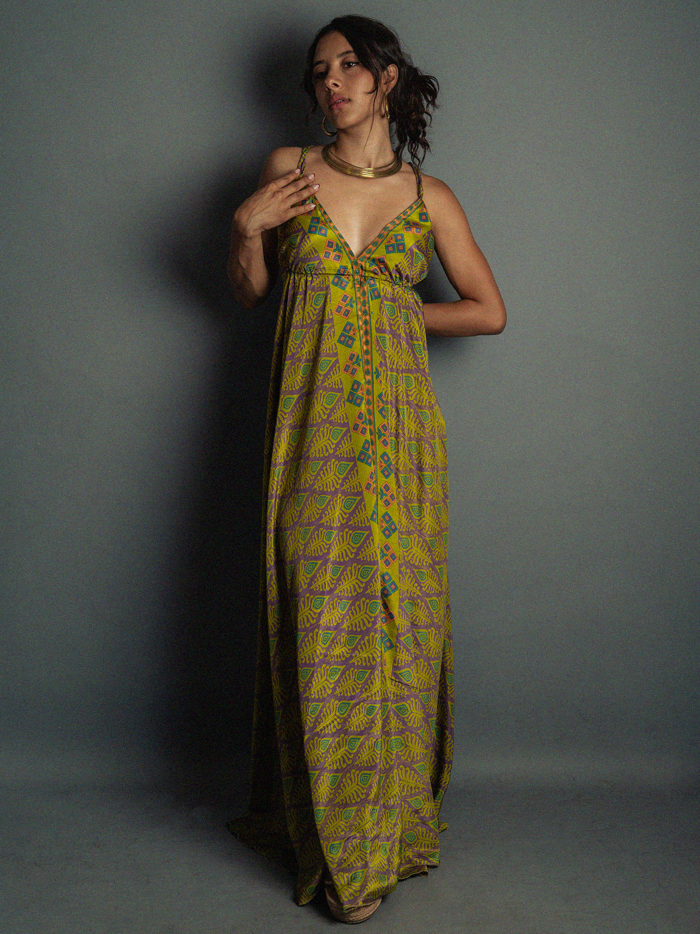 Abito etnico lungo colori della terra – Delhi