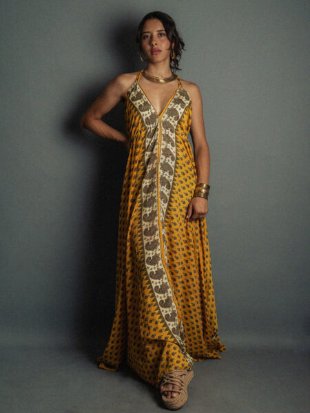 Abito etnico lungo giallo – Delhi