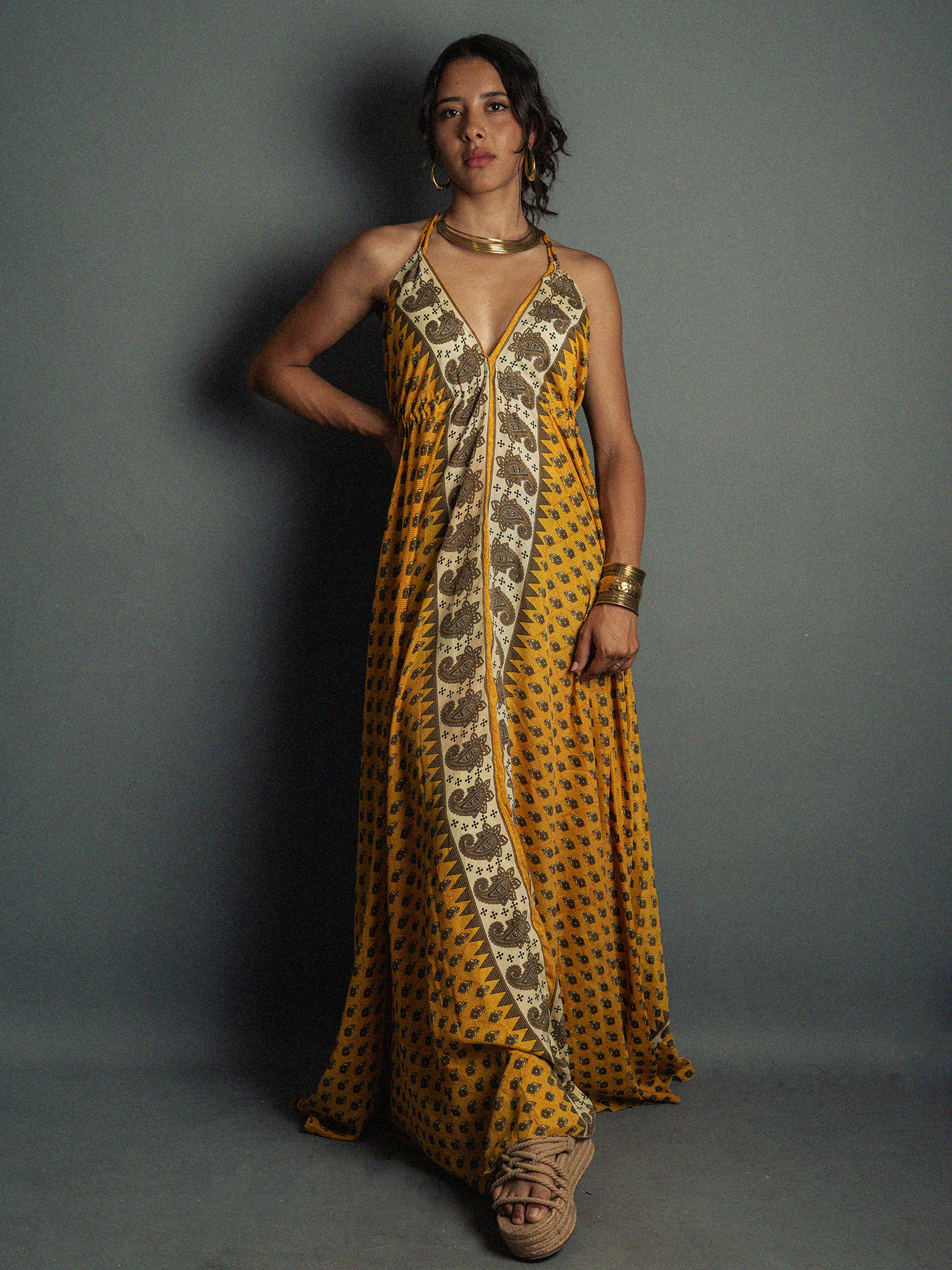 Abito etnico lungo giallo – Delhi