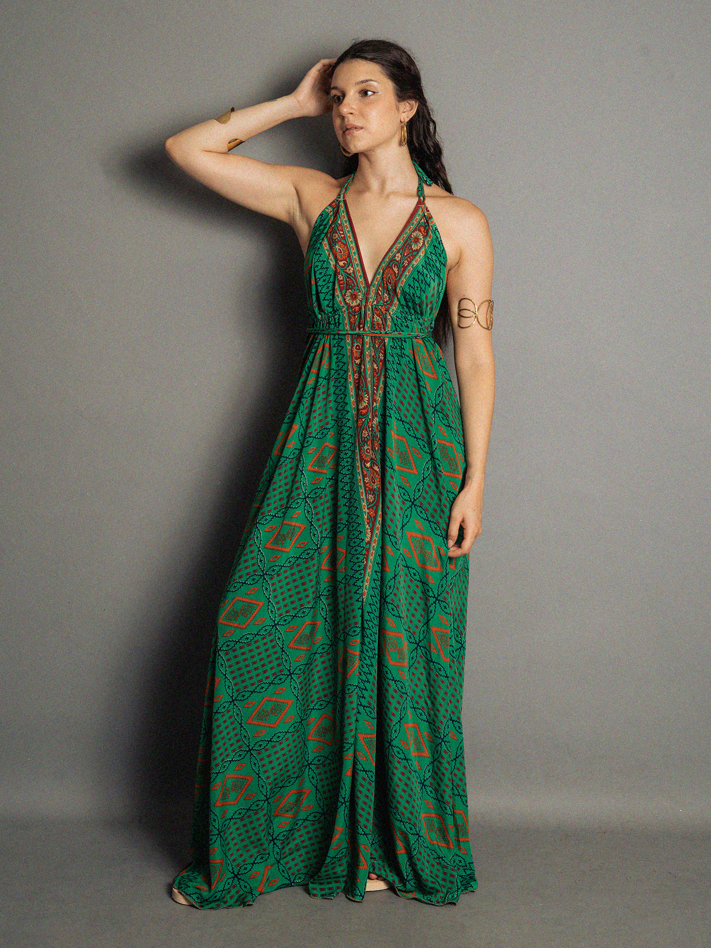 Abito etnico lungo verde – Delhi