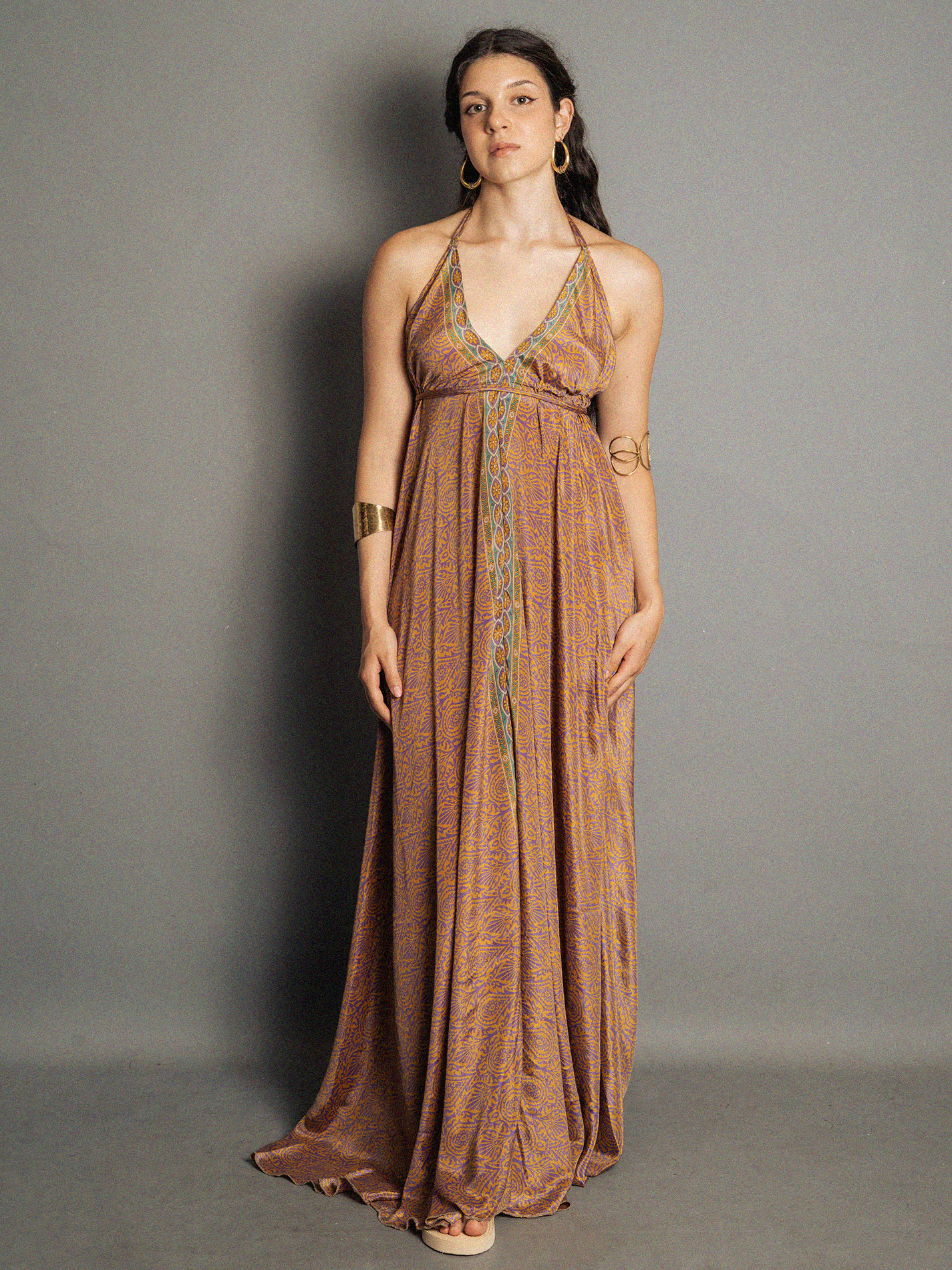 Abito etnico lungo viola e arancione – Delhi