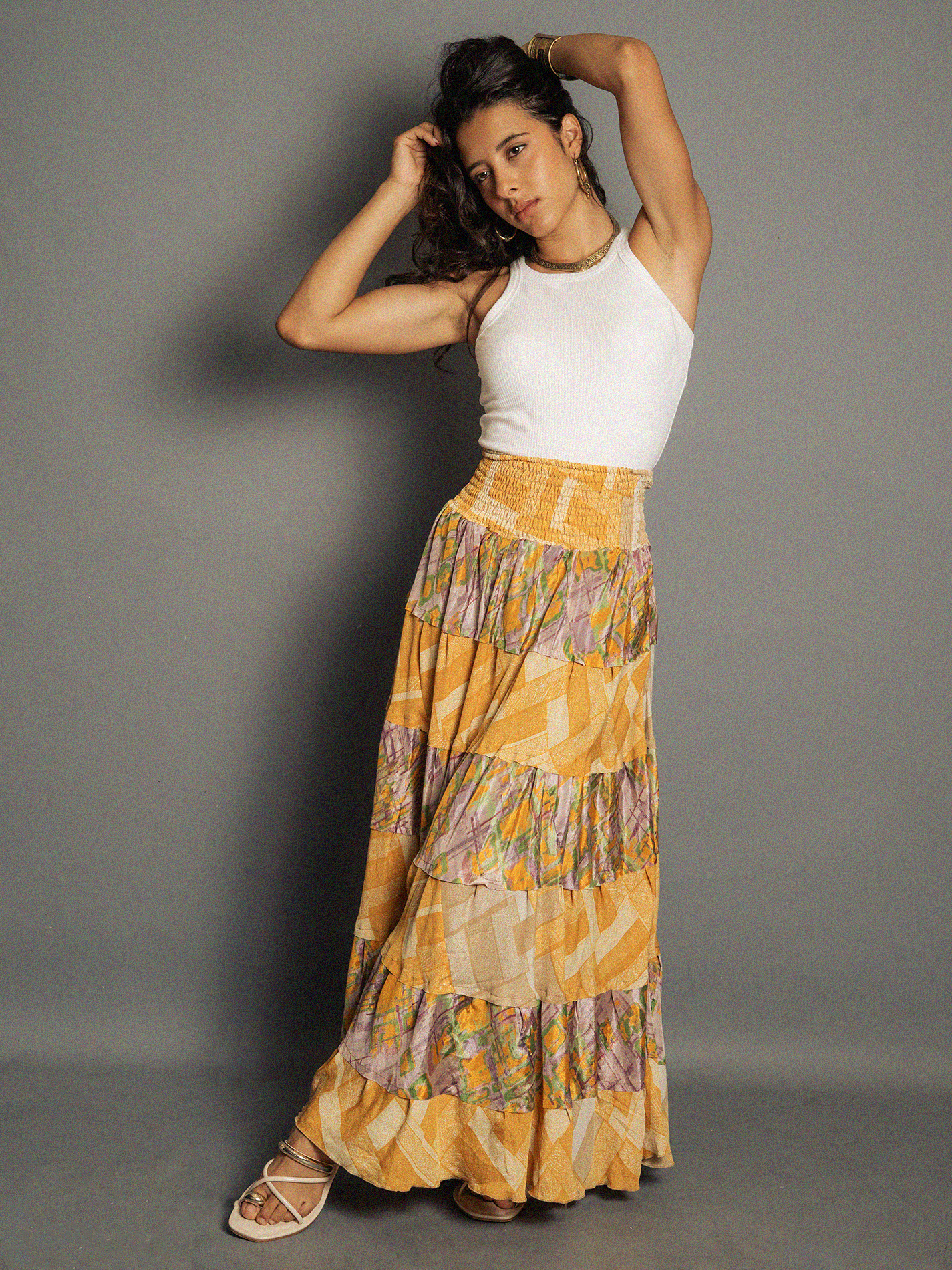 Gonna etnica a balze arancione – Hippie