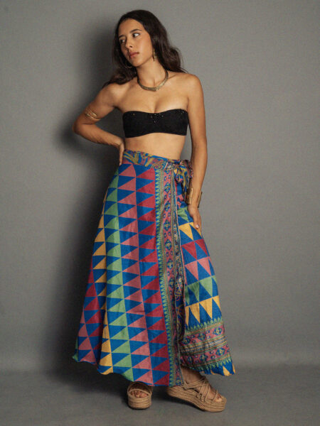 Gonna etnica lunga a portafoglio blu – India (10)