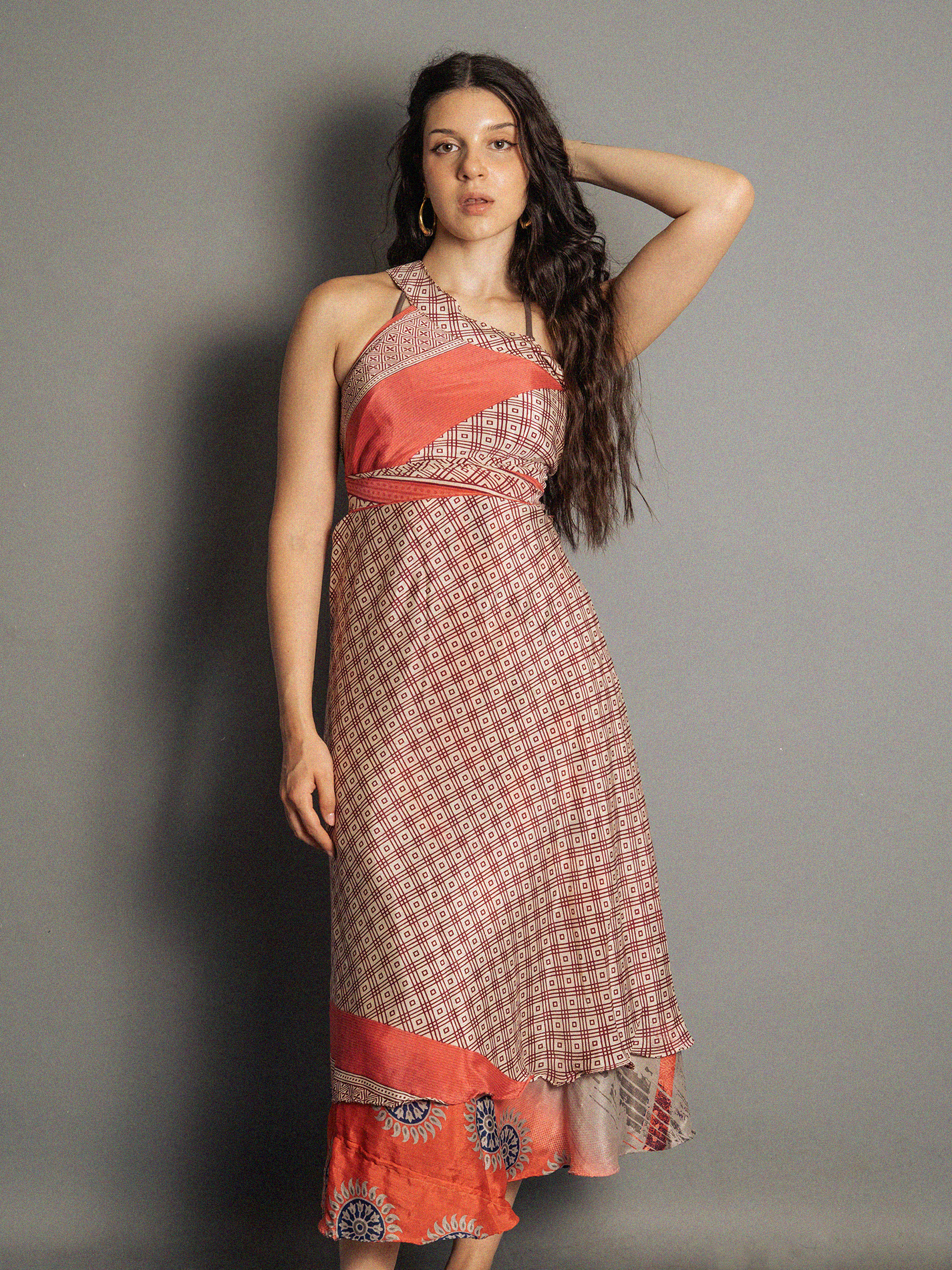 Gonna etnica lunga a portafoglio quadrati – India