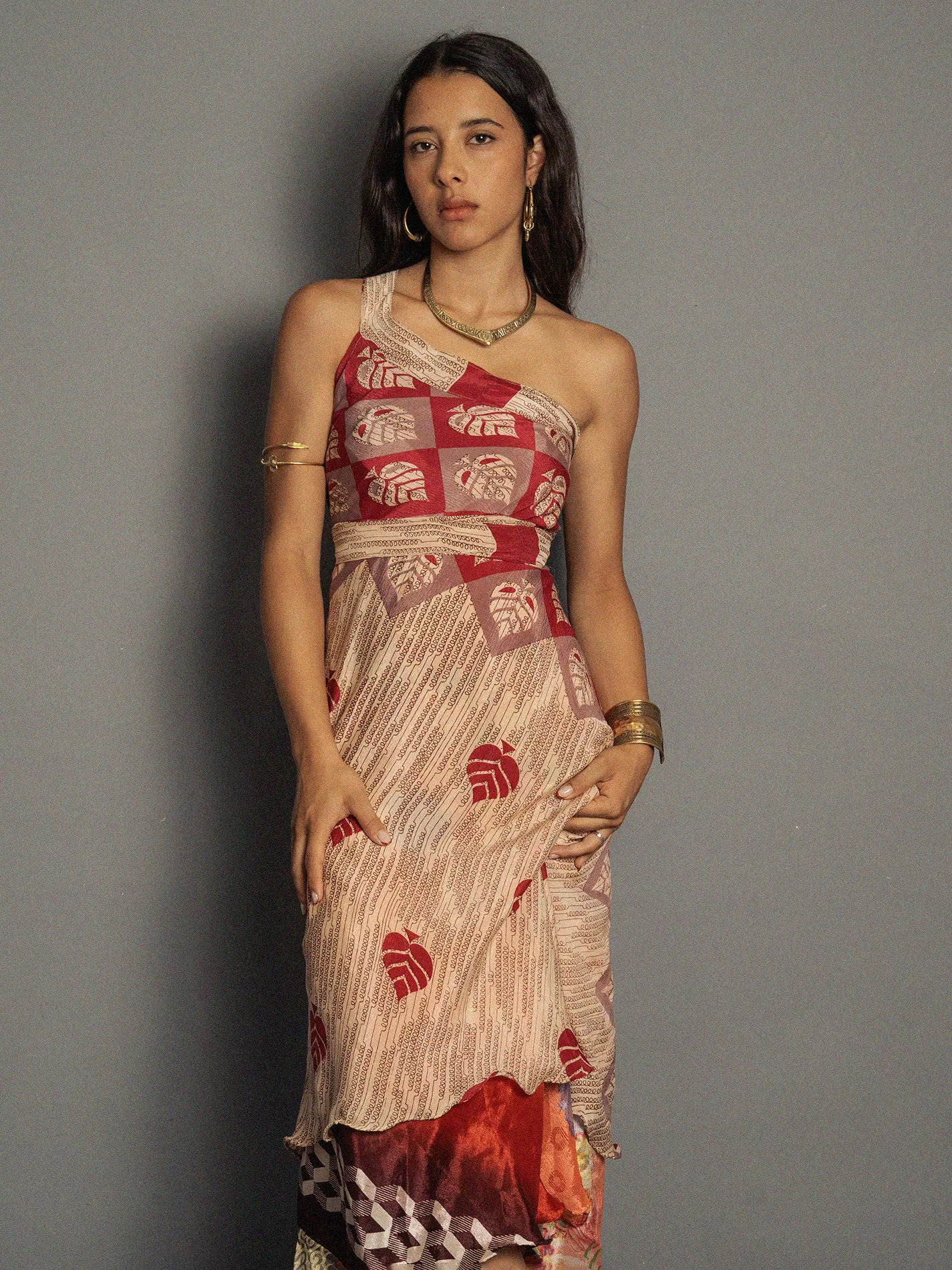 Gonna etnica lunga a portafoglio rose – India