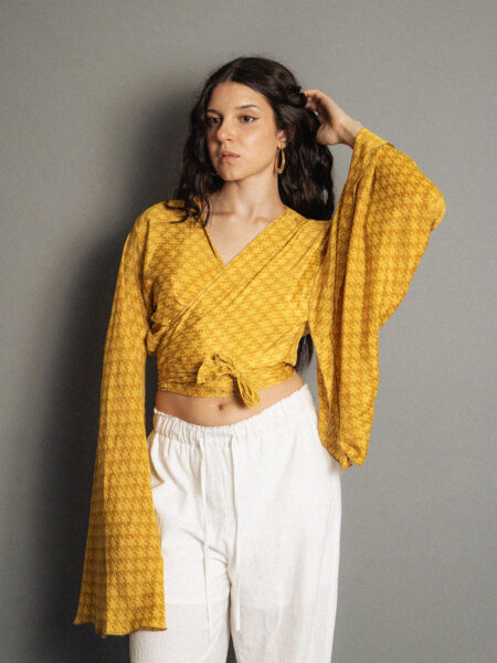 Wrap Top Manica larga giallo – Gandhi