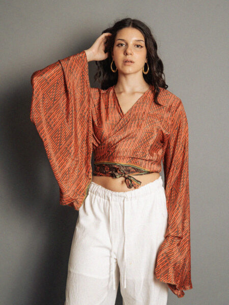 Wrap Top Manica larga linee – Gandhi