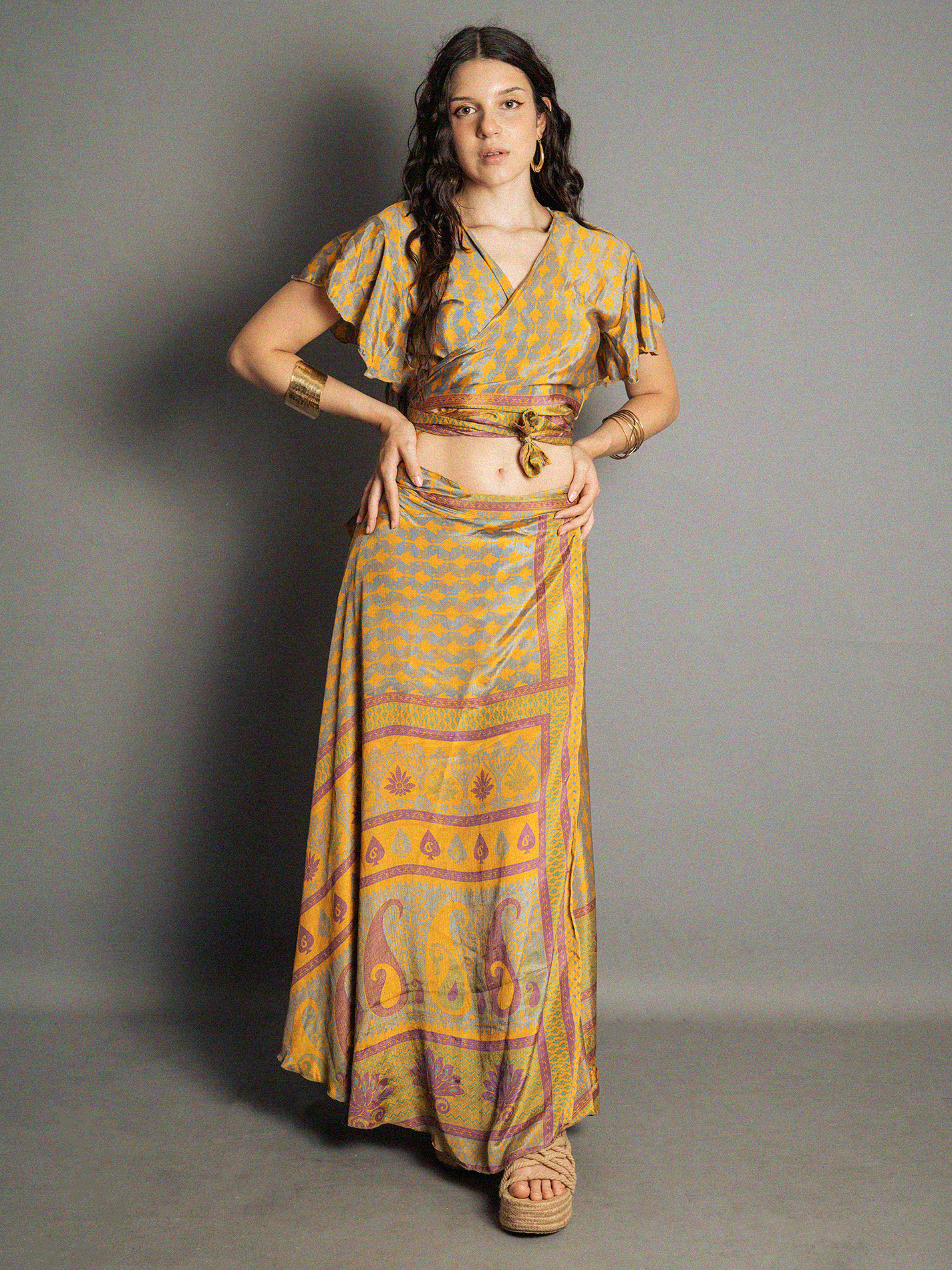 Wrap top e Gonna a Portafoglio giallo - Manali