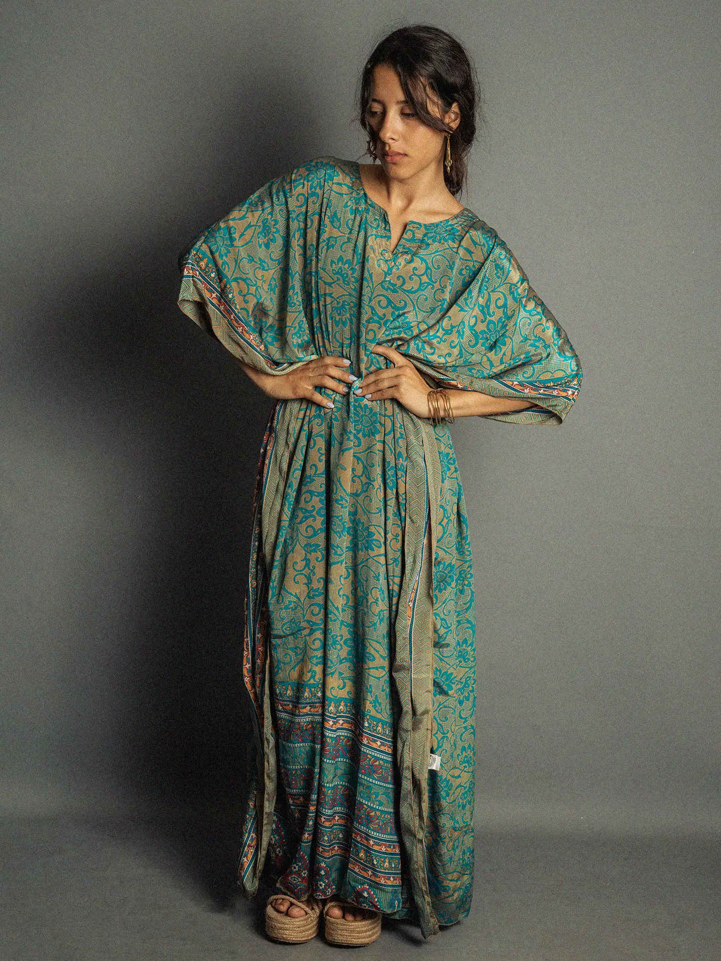 Caftano Lungo acquamarina