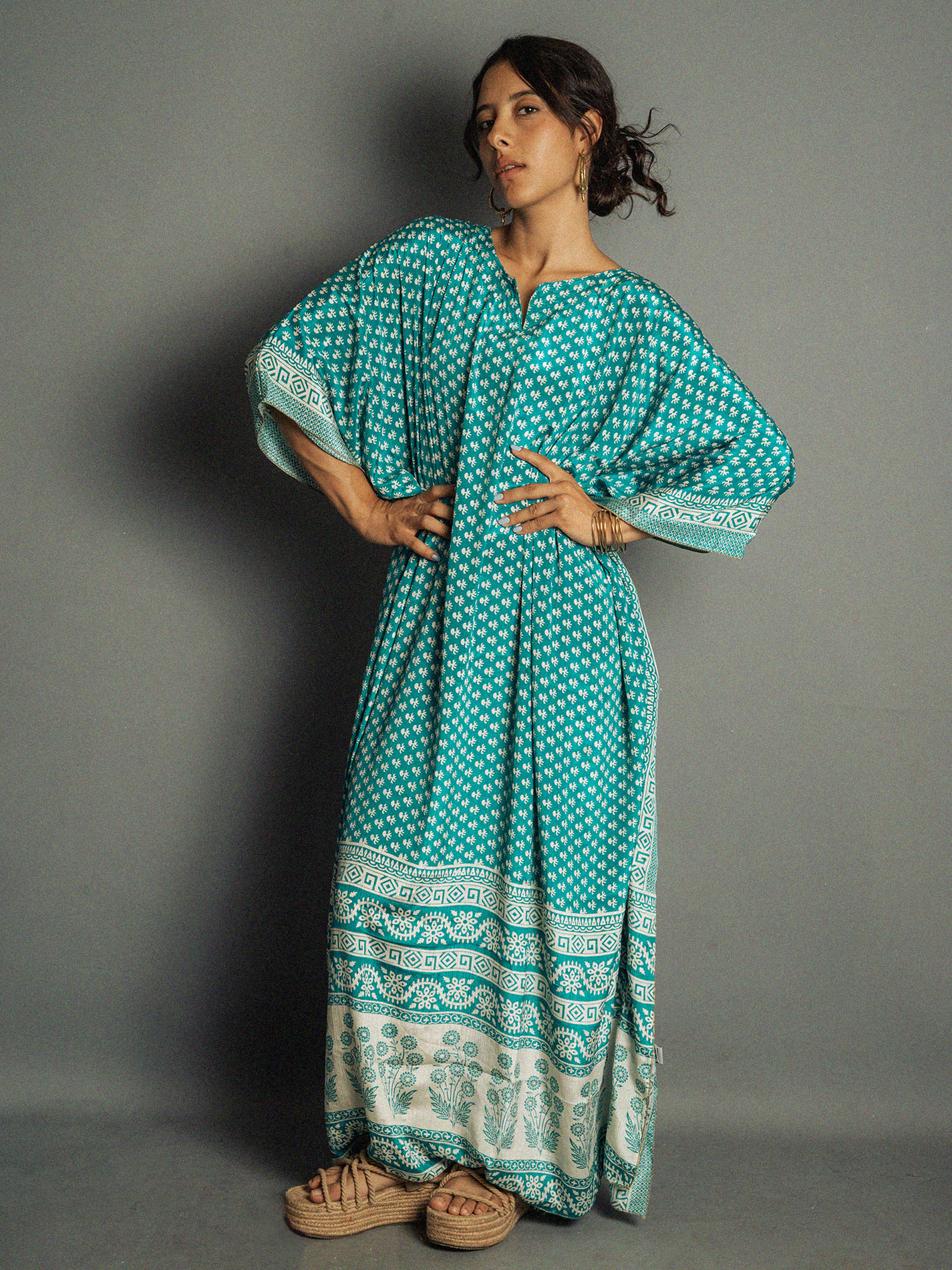 Caftano Lungo celeste