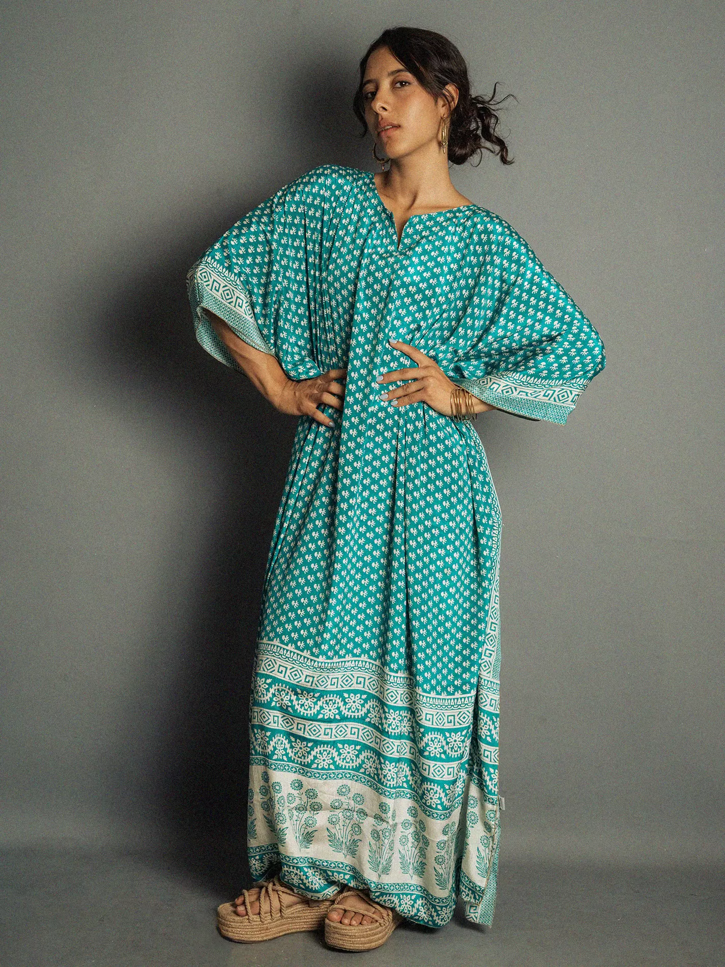 Caftano Lungo celeste