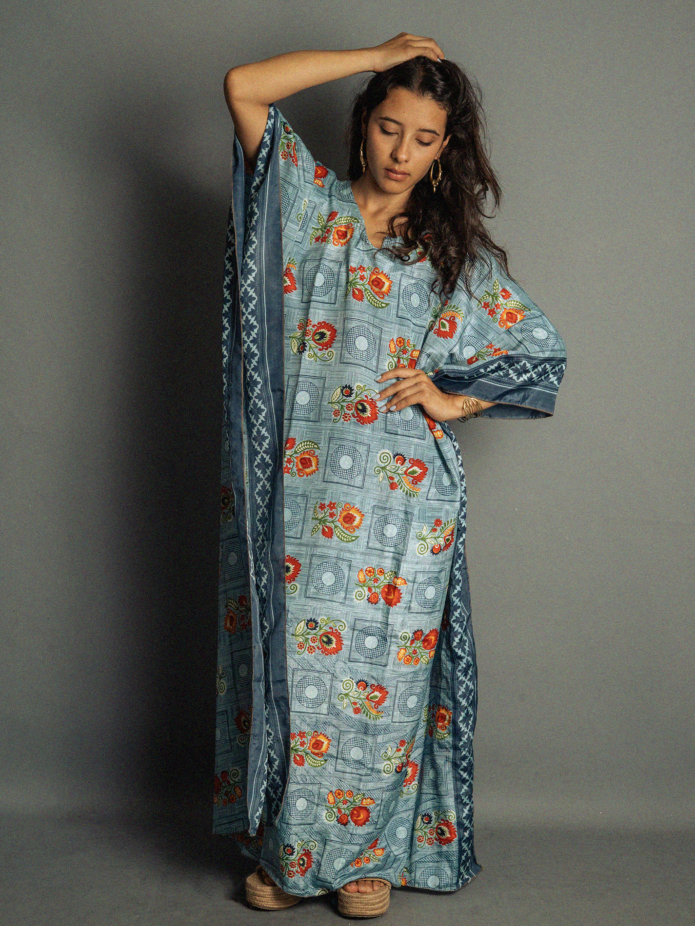 Caftano Lungo ceruleo