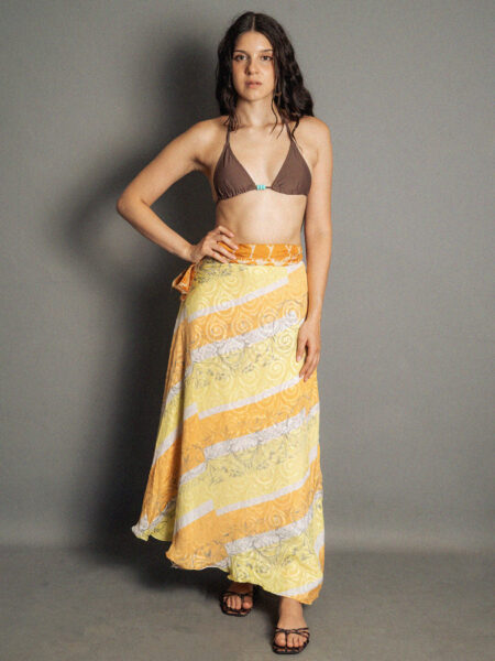 Gonna etnica lunga a portafoglio arancione e giallo – India (2)