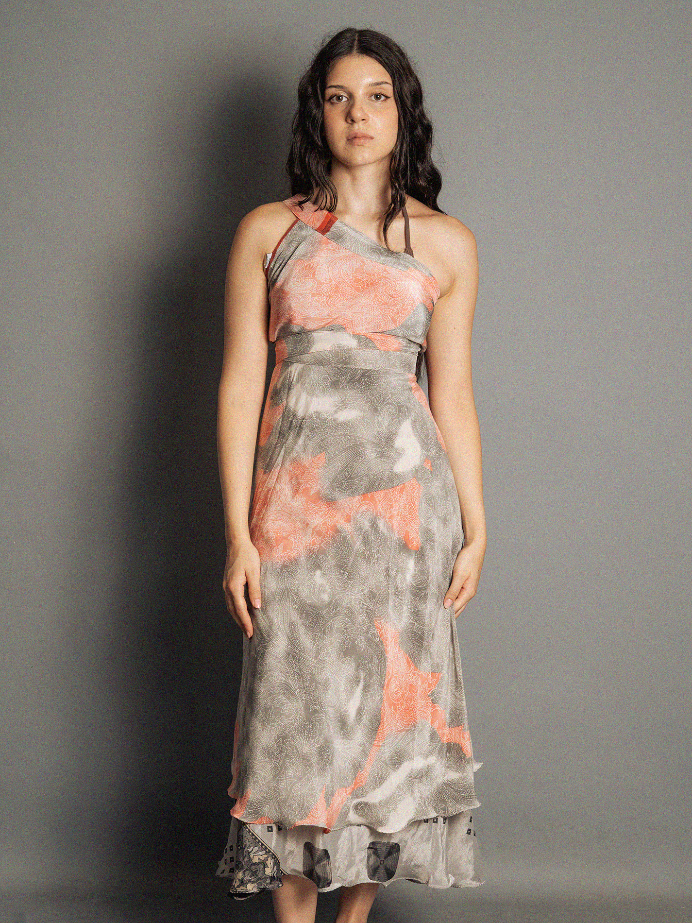 Gonna etnica lunga a portafoglio grigio – India