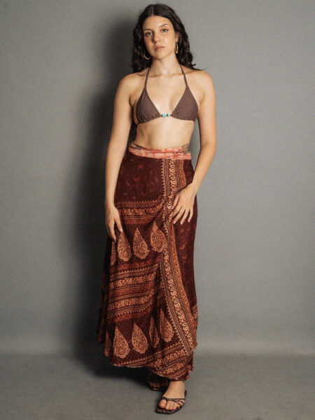 Gonna etnica lunga a portafoglio rosso scuro – India (2)