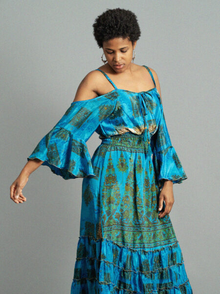 Abito lungo con bretelle azzurro - Nagpur (2)