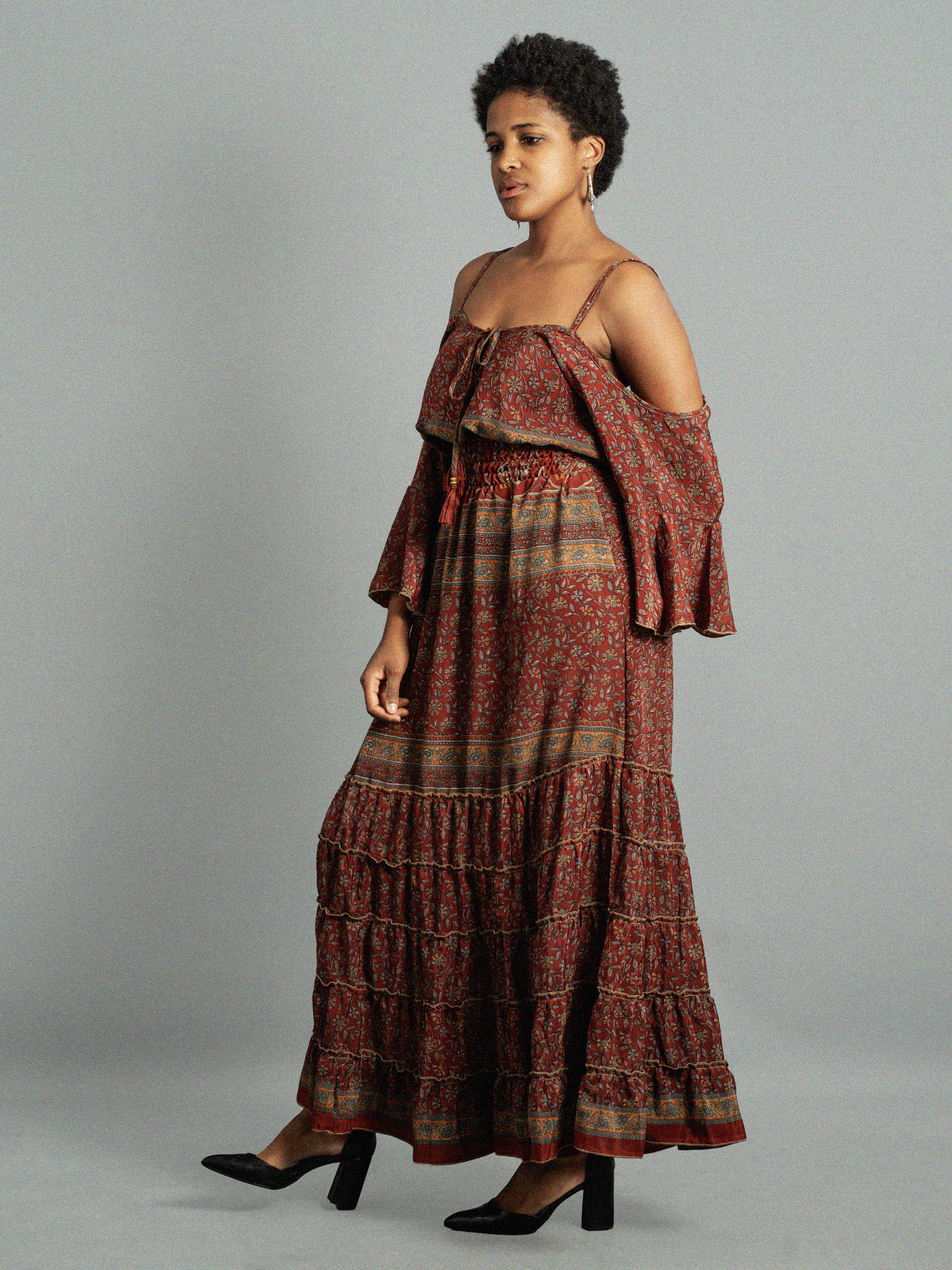 Abito lungo con bretelle rosso - Nagpur