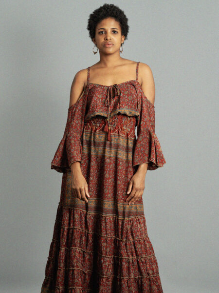 Abito lungo con bretelle rosso - Nagpur