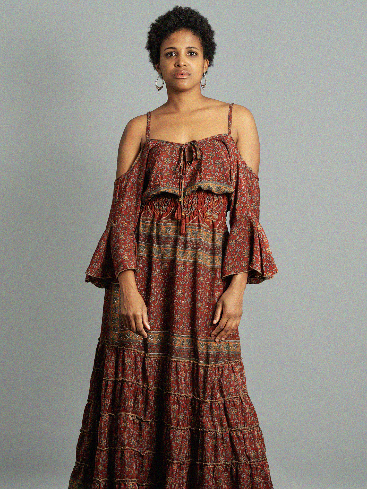 Abito lungo con bretelle rosso - Nagpur