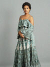 Abito lungo con bretelle verde e bianco - Nagpur