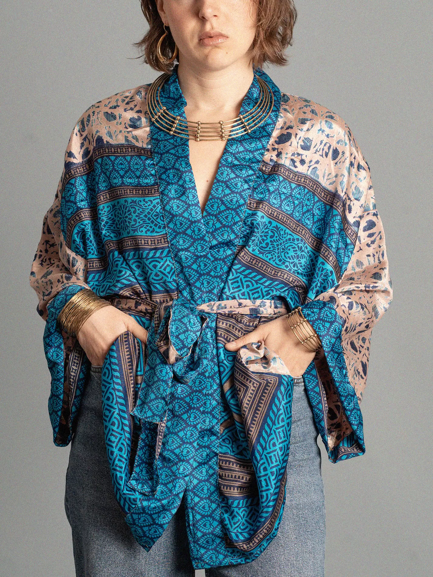 Kimono corto blu - Kerala