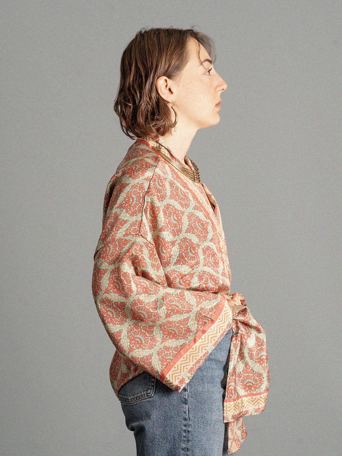 Kimono corto disegni rossi - Kerala