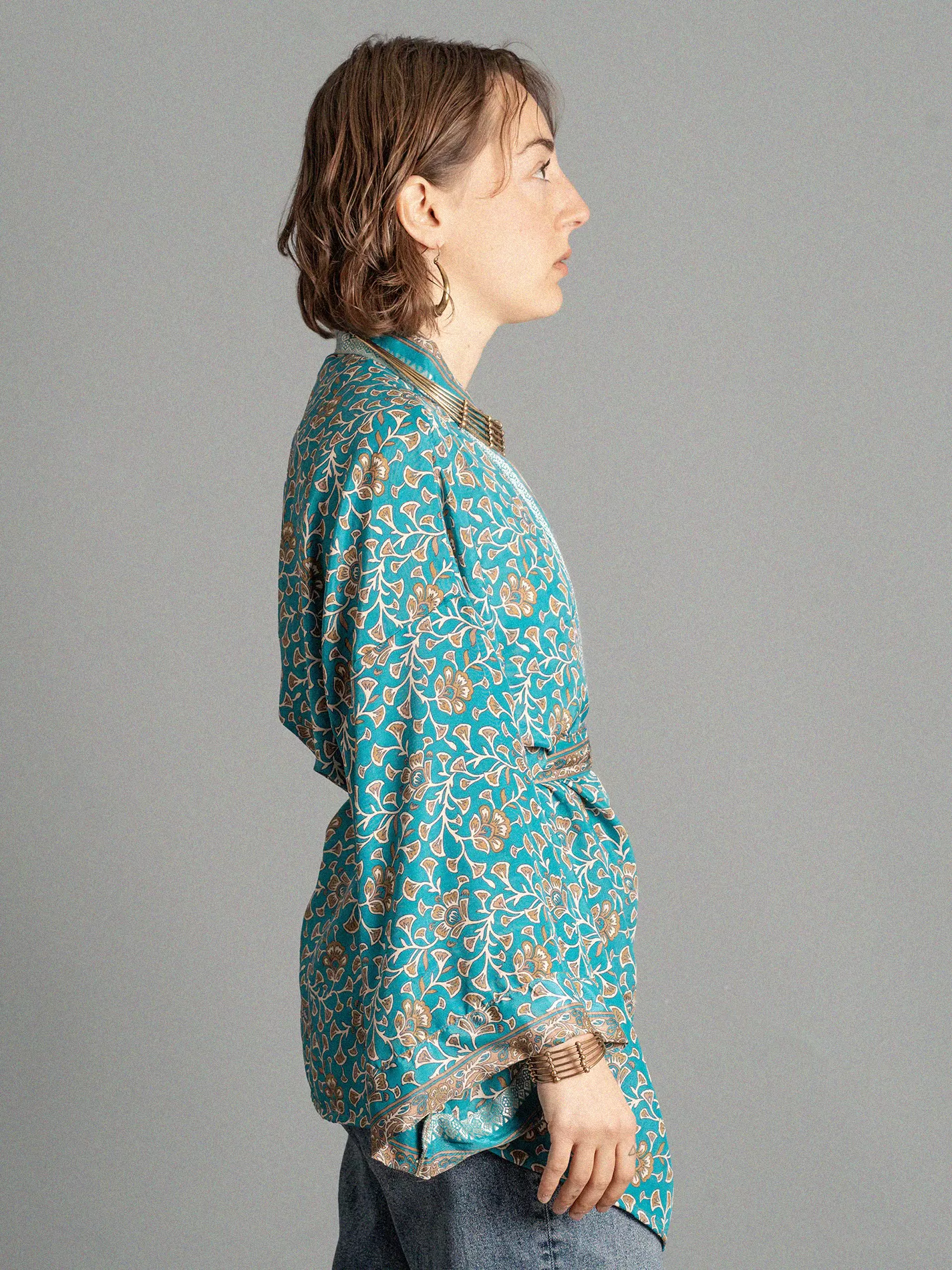 Kimono corto fiori bianchi - Kerala