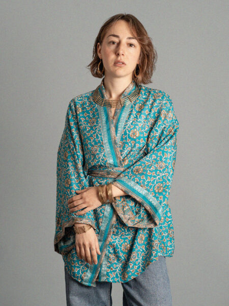 Kimono corto fiori bianchi - Kerala