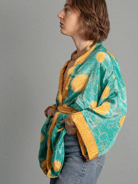 Kimono corto fiori gialli - Kerala (2)