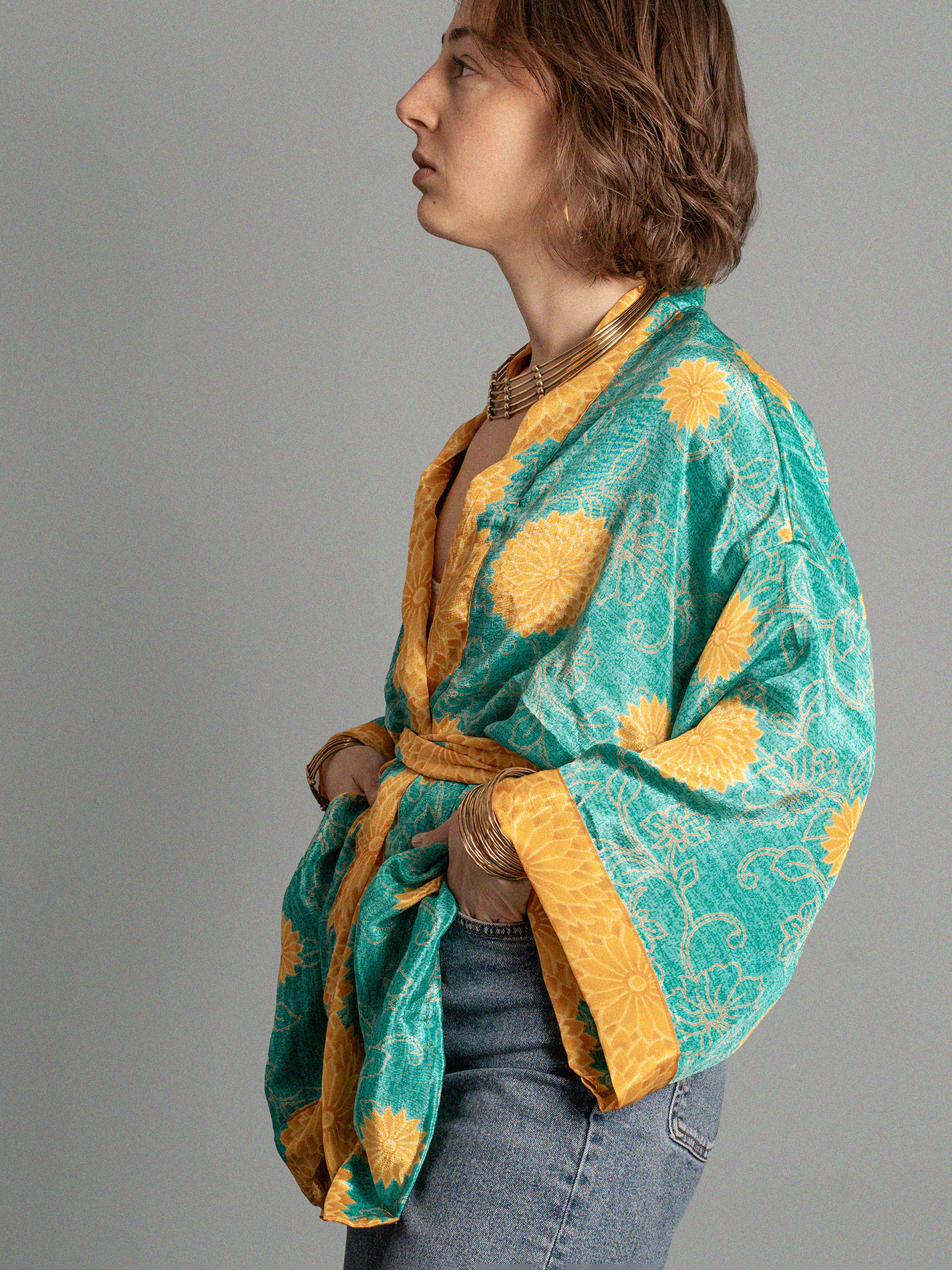 Kimono corto fiori gialli - Kerala