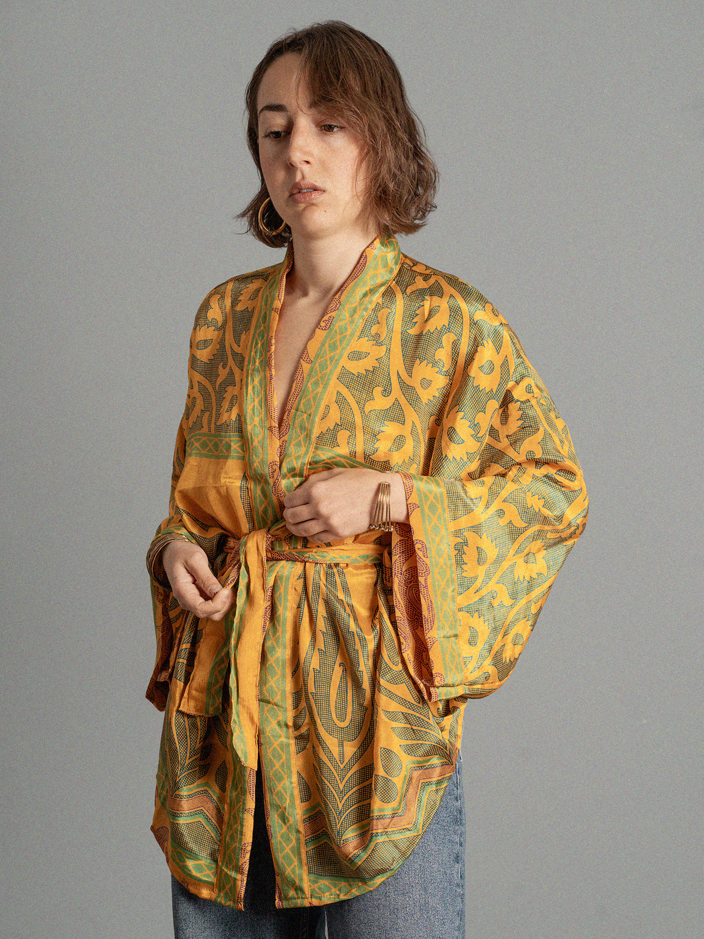 Kimono corto giallo e verde - Kerala
