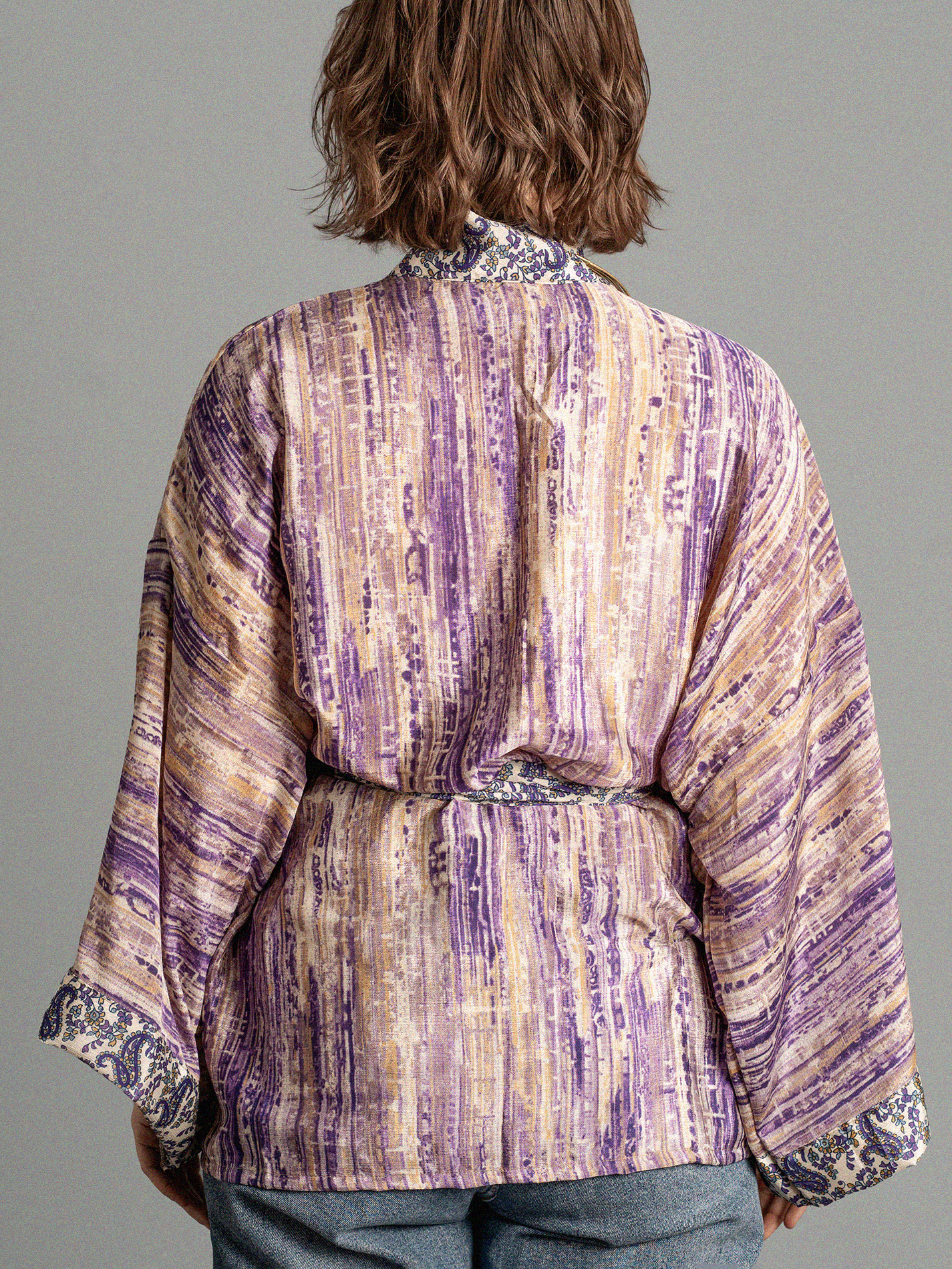 Kimono corto linee viola - Kerala