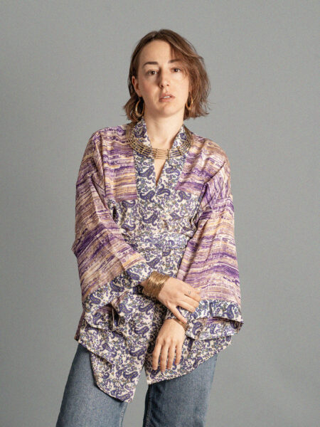 Kimono corto linee viola - Kerala