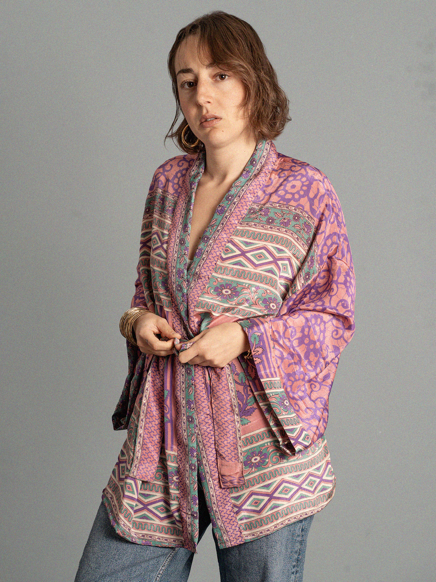 Kimono corto rosa e viola - Kerala